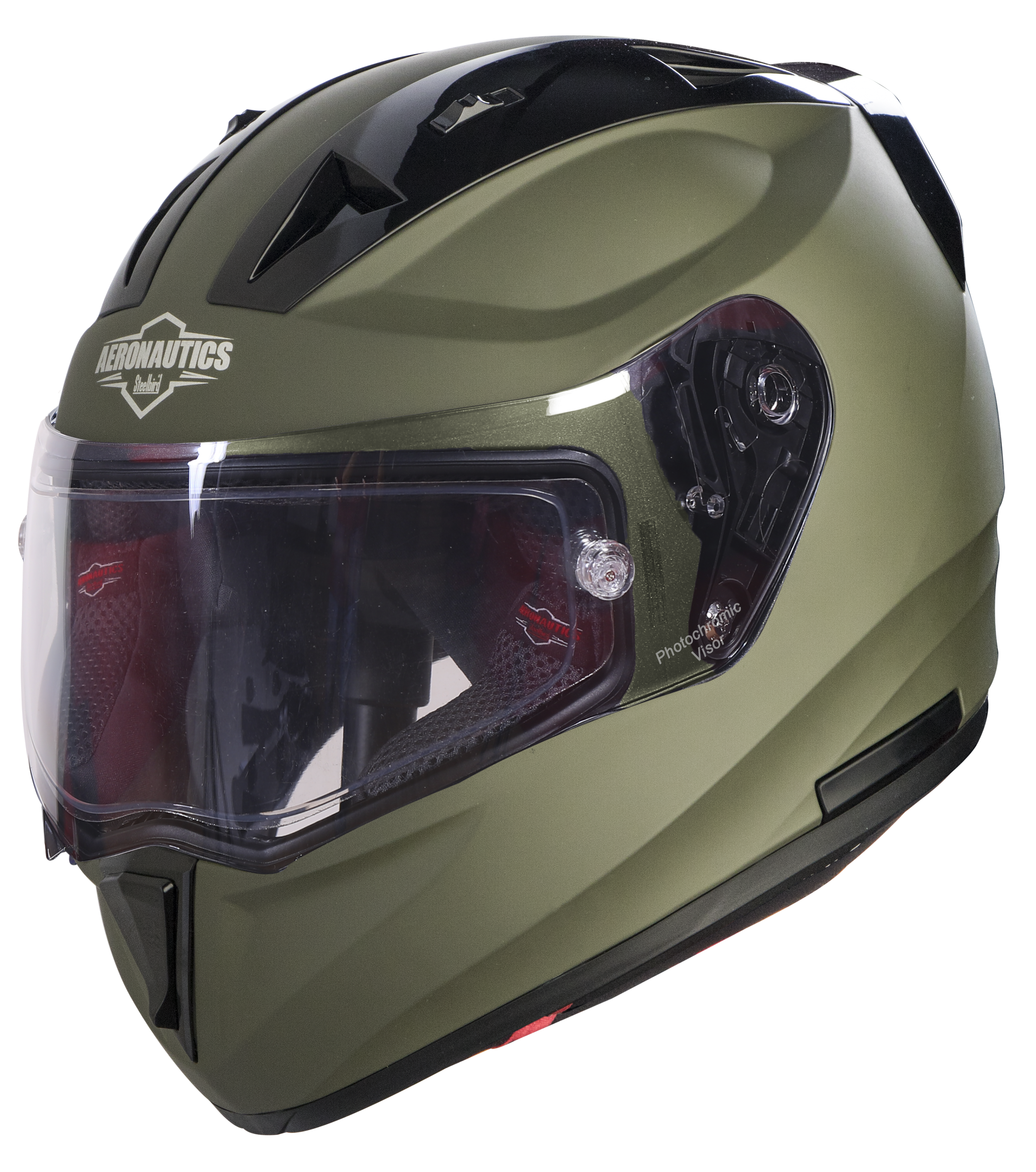 SA-1 Aeronautics Mat Battle Green With Anti-Fog Shield Photochromic Visor